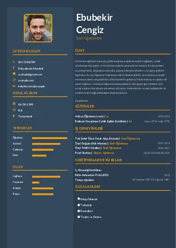 Sınıf Öğretmeni Cv Örnekleri cv indir